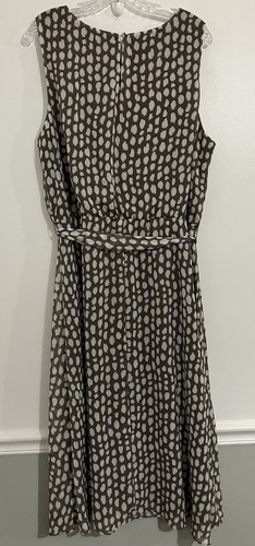 Coldwater Creek Belted Dot Dress Brown White Fit-and-Flare Lined 20W Sleeveless - Picture 2 of 7