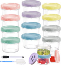 12Pcs 8 Oz Plastic Containers with Screw Lids, Reusable Clear Food Storage Conta