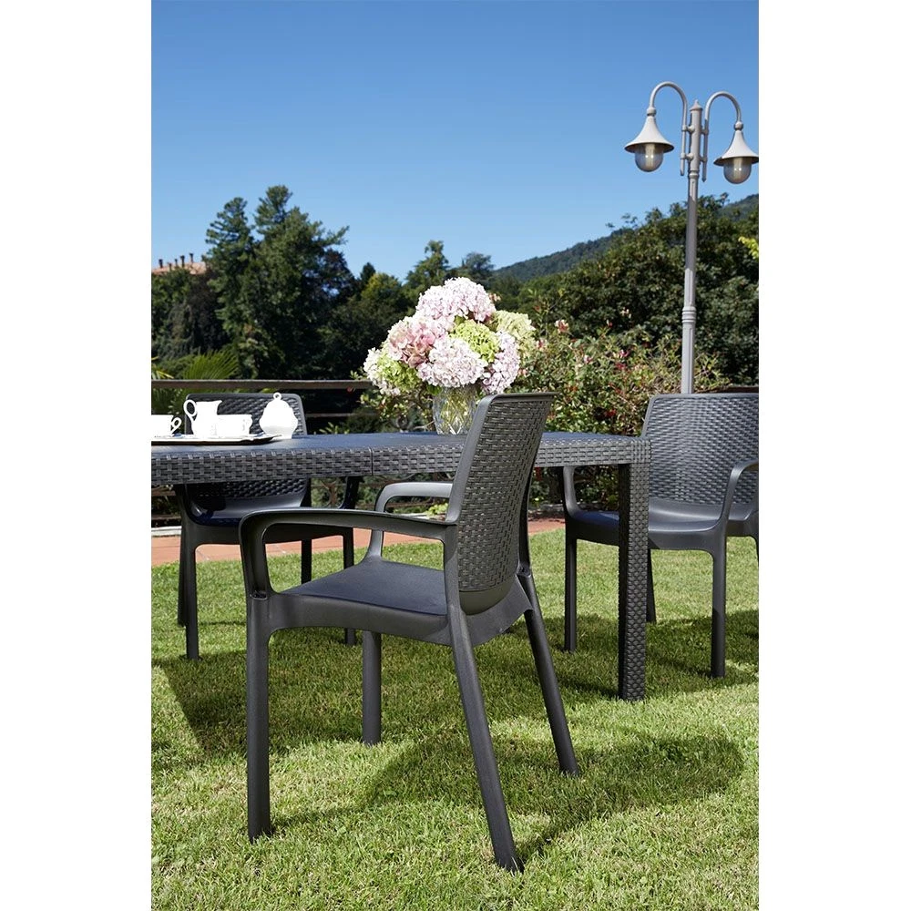 PROGARDEN Silla apilable de exterior efecto ratán REGINA-61X54X82CM (4UD)