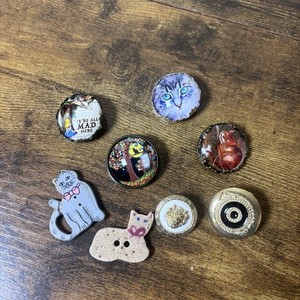 Lot 8 Cat Lady Theme Buttons Alice In Wonderland Cheshire Cat Novelty Craft