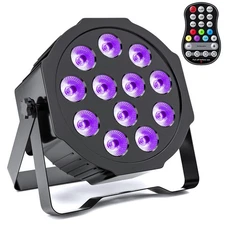 Rechargeable Par Lights Uplights RGBWA+UV 6-in-1 LED Battery Powered Stage Li...