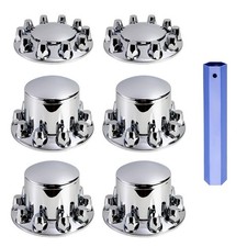 Chromed Abs Plastic Front And Rear Wheel Axle Cover Set With 33mm Lug Nut Covers