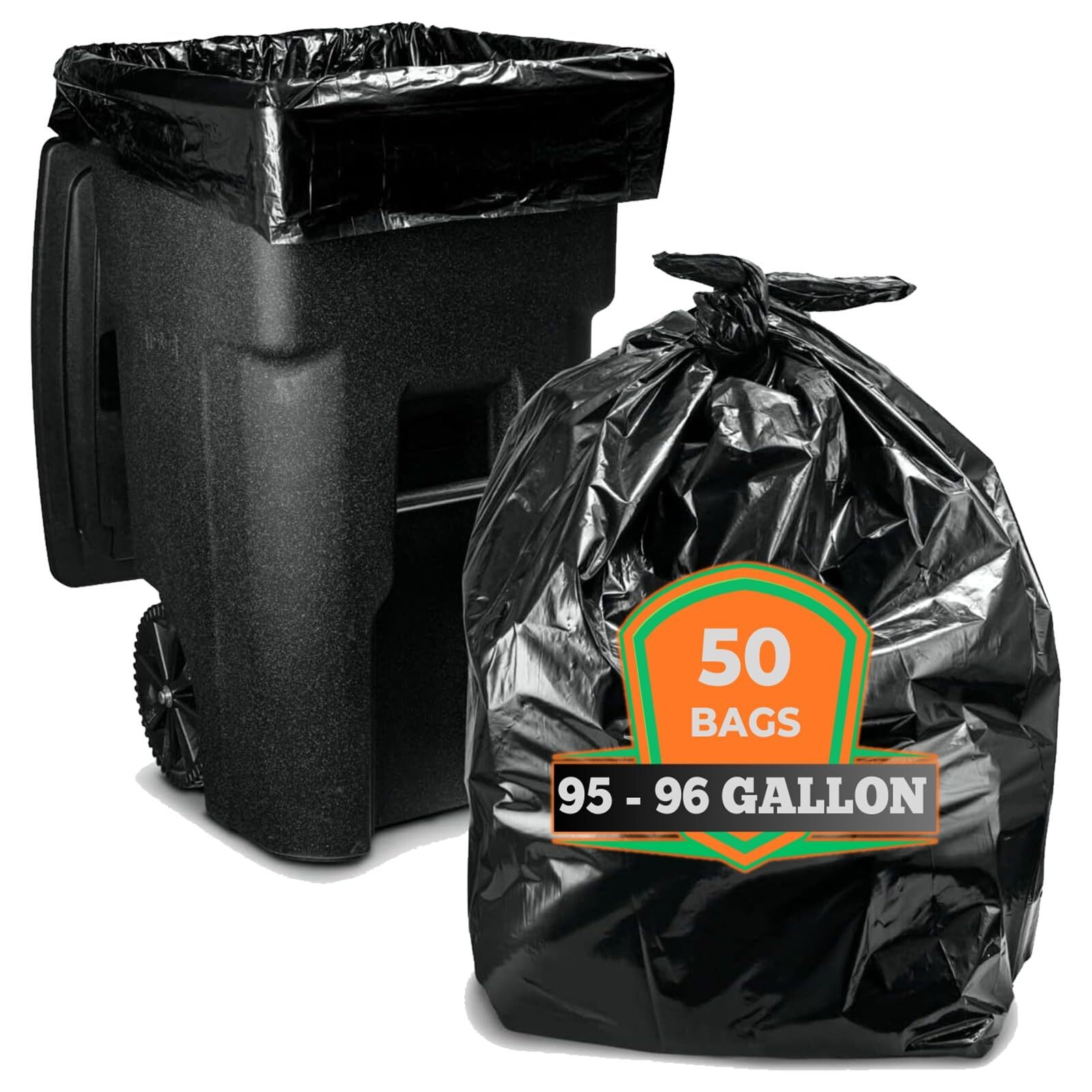 95-96 Gallon Trash Bags Heavy Duty (Mega-Value 50/Bags w/Ties) Extra Large 90...