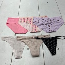 Victoria's Secret Floral/Animal Print Thong String Hipster 6 Pack Women's L NEW