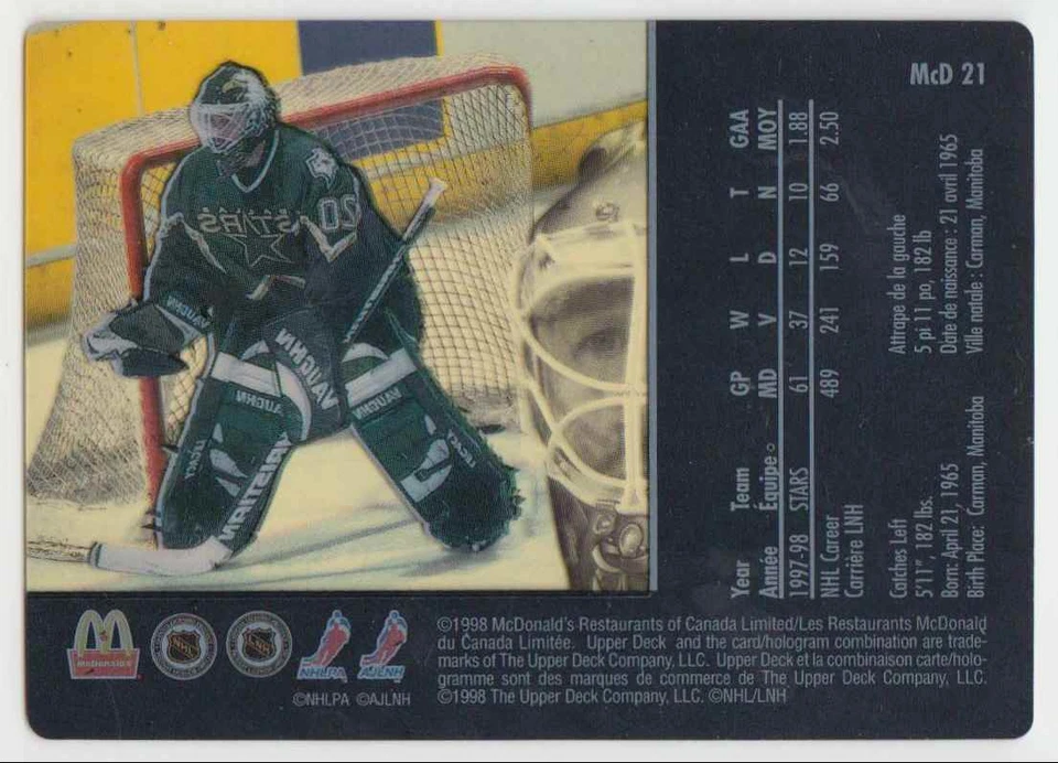 1998-99 McDonald's Upper Deck Ed Belfour #21 - Image 2 of 2