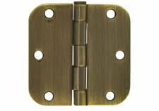 House Guard Antique Brass 3.5" X 3.5" w 5/8 Radius Round Door Hinge interior