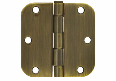 House Guard Antique Brass 3.5'' X 3.5'' w 5/8 Radius Round Door Hinge interior