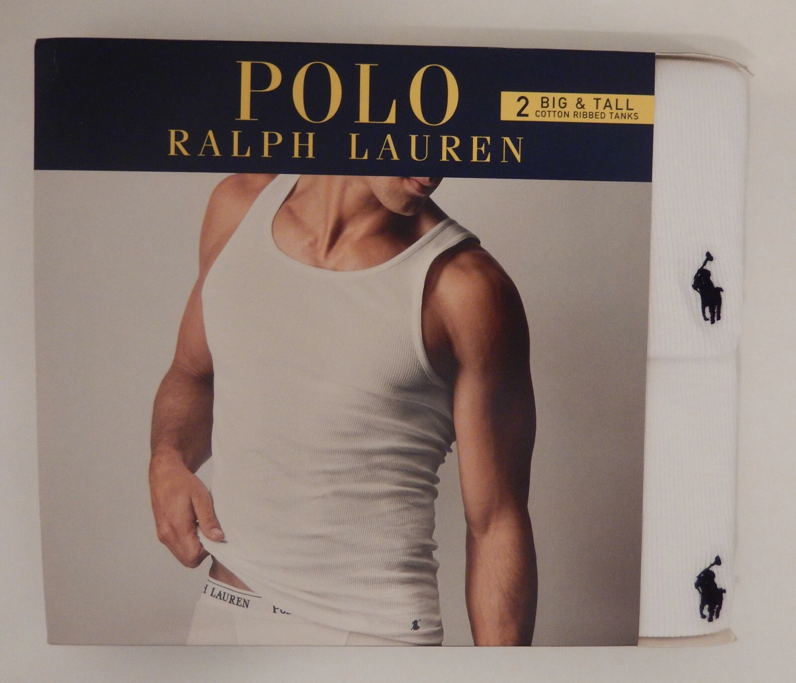 2 GENUINE POLO RALPH LAUREN MENS 2XL BIG & TALL WHITE TANK T-SHIRTS UNDERSHIRTS