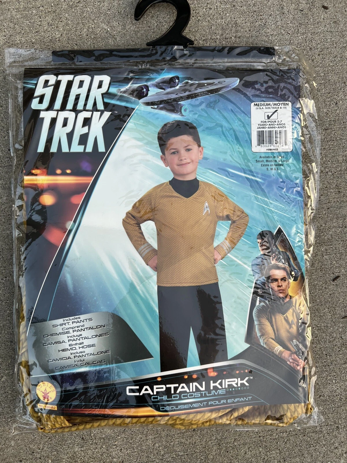 Star Trek Child's Deluxe Captain Kirk Costume, Shirt And Pants NEW MED 8/10