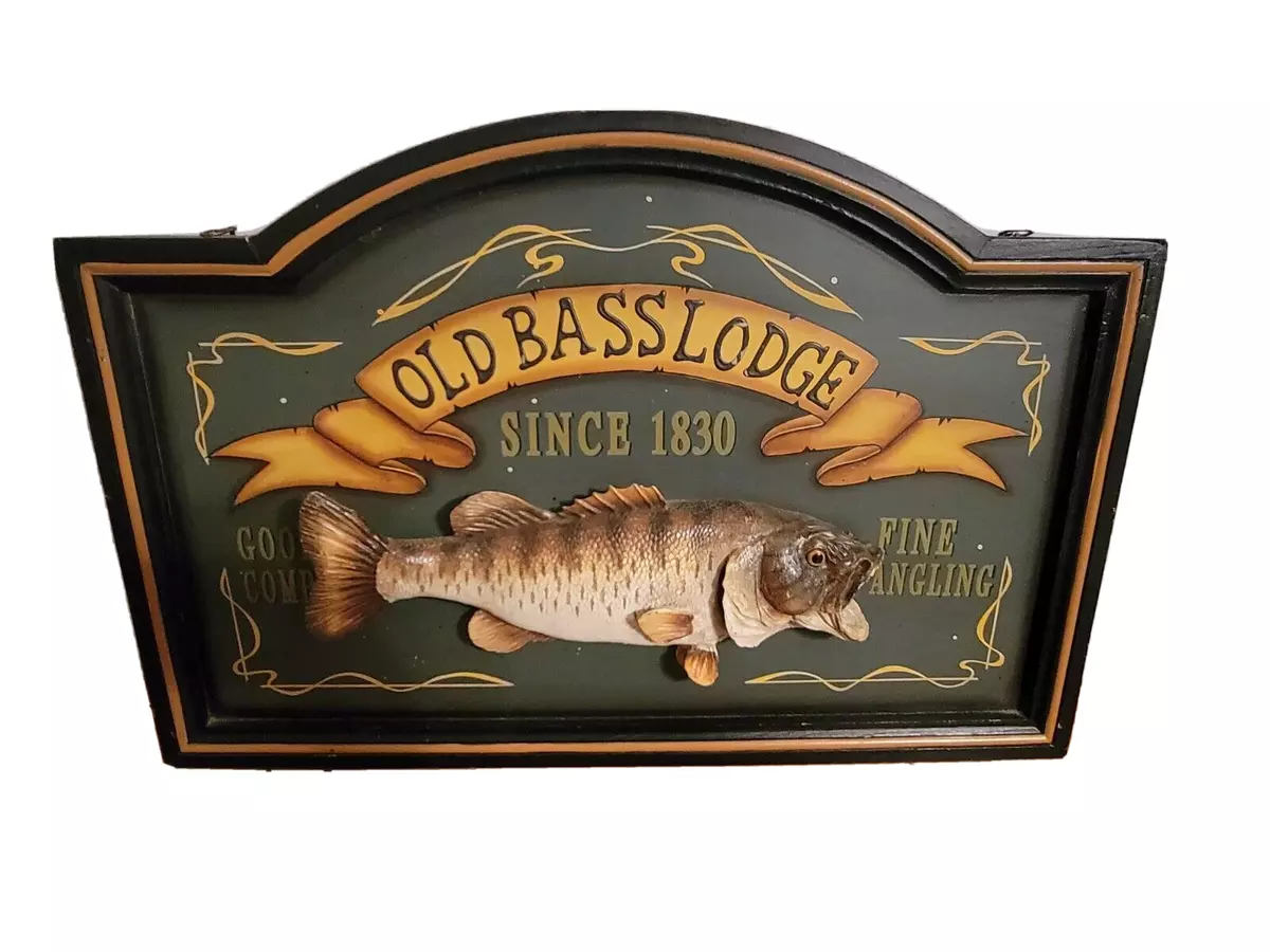 Old Bass Lodge Wood Decoration 24x 16" 3D Fish Mounted Rare ...