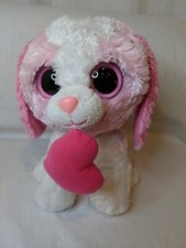 TY BEANIE BOOS  VALENTINE DOG with HEART  Pink Cookie 9" 
