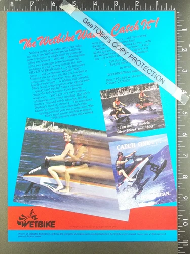 1987 ADVERTISING for Wetbike Silver Streak 800 water ski bike mobile