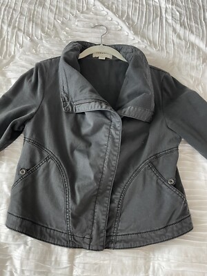 Anthropologie Marrakech Faravel Moto Jacket Coat Dark Gray Petite Medium M