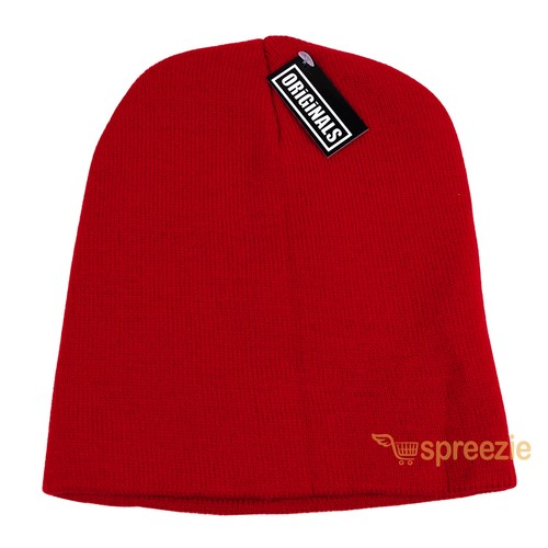 Red Skull Cap Plain Beanie Knitted Ski 