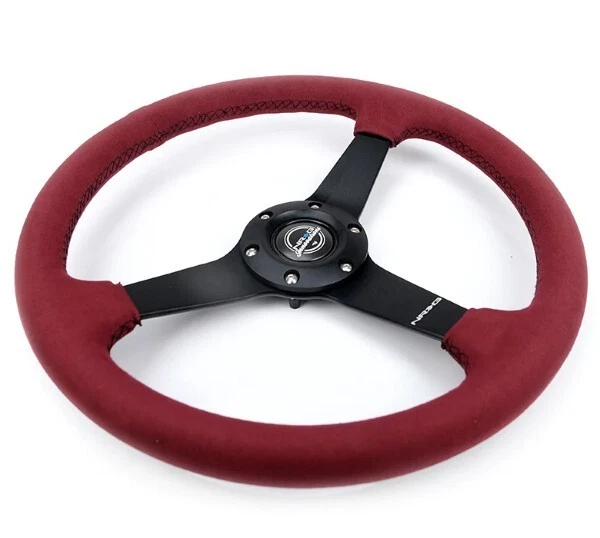 NEW NRG Steering Wheel 1.5" Deep Burgundy Alcantara 350mm RST-037MB-BUA - Image 2 of 3