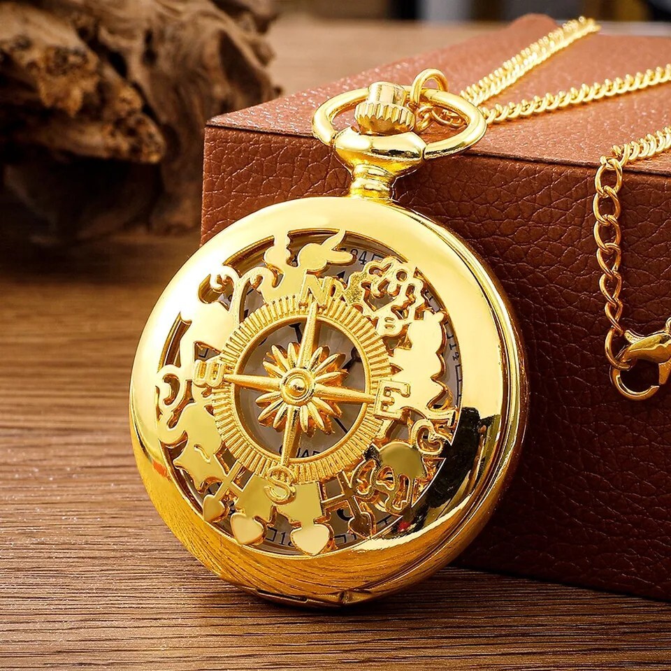 Orologi Da Taschino Steampunk Bronzo Collana Catena Quarzo Uomo - Foto 4