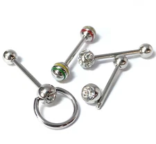 4pc Value Pack Assorted Style Tongue Rings 14g Tounge Body Jewelry