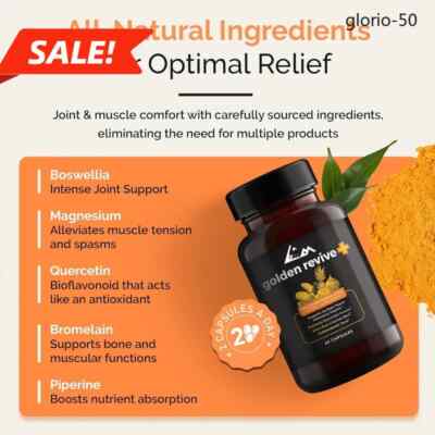 Golden Revive+Quercetin, Magnesium, and Turmeric -60 natural capsules