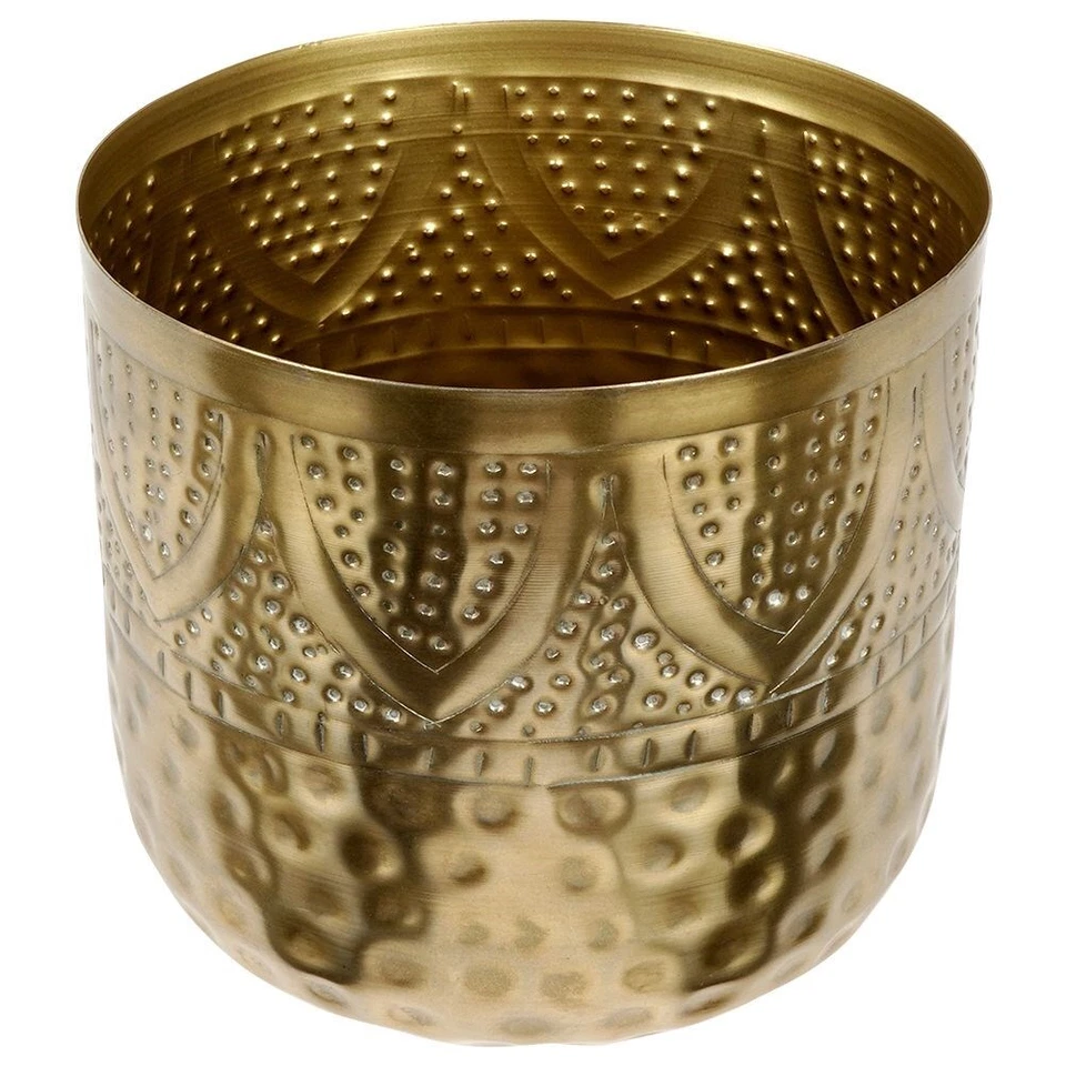 Übertopf Blumentopf Pflanzentopf Blumenvase Vase Blumen aus Metall Gold 19x18 cm - Bild 3 von 4