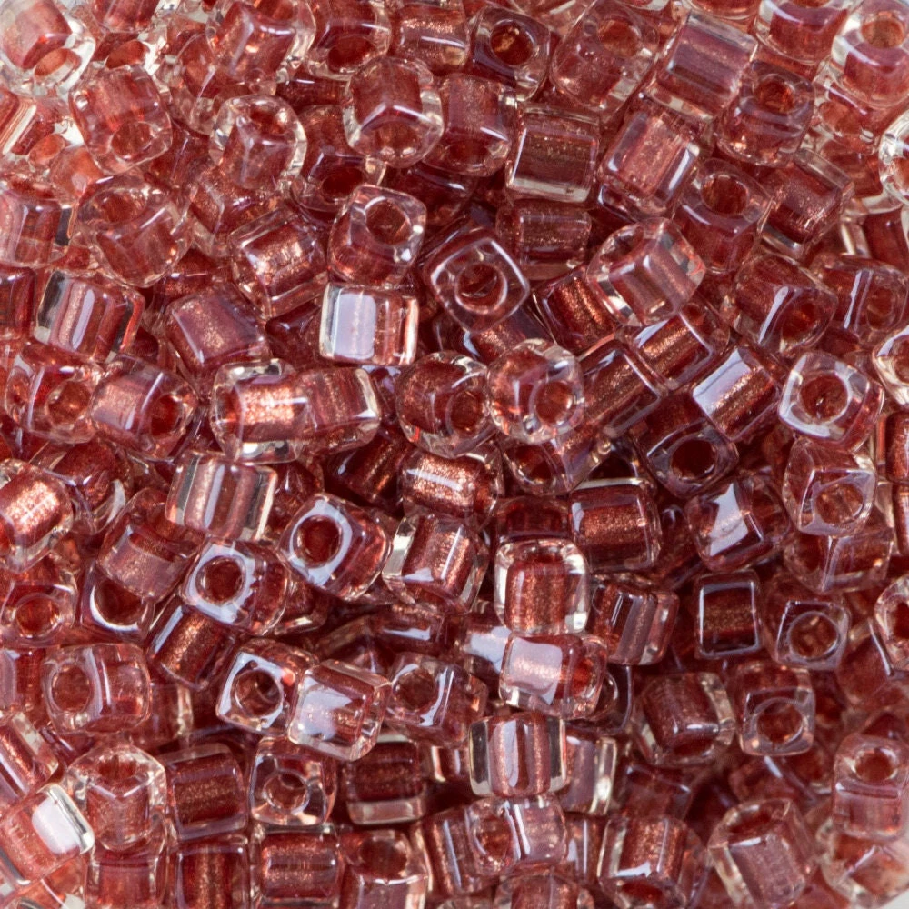1.8MM MIYUKI CUBE Sparkle Antique Rose Lined Crystal Seed Bead (8g