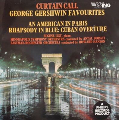 Curtain Call-George Gershwin Favourites Vinyl LP.1962 Wing WL 1206.Eugene List+