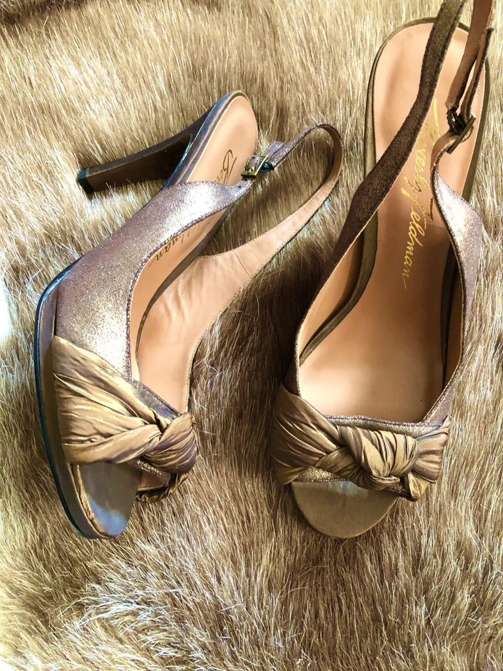 Beverly Feldman Eslinga Trasera Tela Marrón Metálica Talla 9 Foto 2 de 4