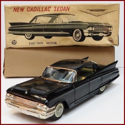 Rare Vintage Marusan Friction Tin Car NEW CADILLAC SEDAN made in