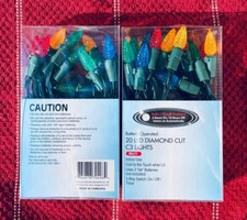 2x Everstar Battery Operated 20 ct LED Diamond Cut C3 Light String TIMER FEATURE
