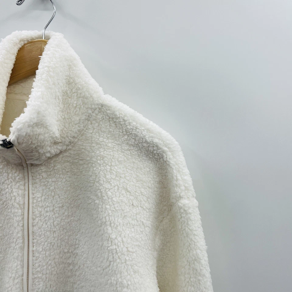 Chaqueta polar con cremallera Skechers para mujer talla pequeña tiempo de inactividad en blanco roto $49 Foto 3 de 4