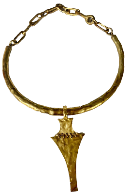Collier Doré Moderniste Vintage Signé Biche De Bere - N°9 - Très Bon état (métal Doré/étain)