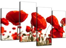 Extra Large Floral Flowers Red Poppy Canvas Wall Art XL Pictures 4056