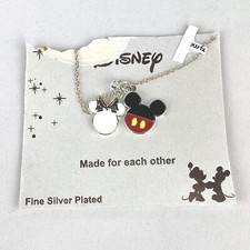 Disney - Mickey  Minnie Mouse-Fine Silver Plate Necklace -  MADE FOR EACH OTHER"