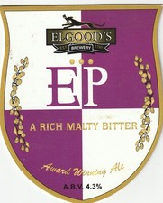 USED PUMP CLIP FRONT - ELGOOD'S BREWERY - EP MALTY BITTER
