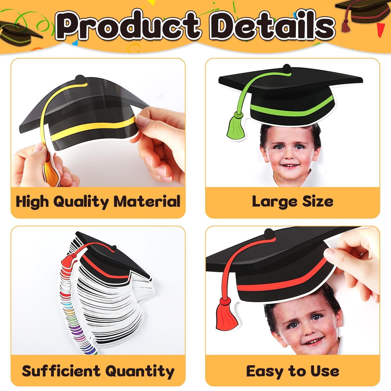 80Pcs Graduation Hat Cutouts Large Graduation Cap Bulletin Board ...