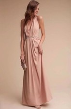 Anthropologie BHLDN Jill Stuart Rasa Halter Dress Gown Rosy Nude Size 4 $280