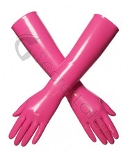 Hot Pink Latex Wrist Gloves Rubber Gummi Adult Fetish Cosplay