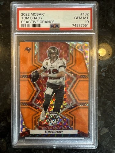 2022 Panini Mosaic - Tom Brady #182 Mosaic Reactive Orange Prizm