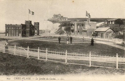 CPA 76 ca. Dieppe Eu Flocques CRIEL-PLAGE Jardin du CASINO. Schrift 1900er Jahre