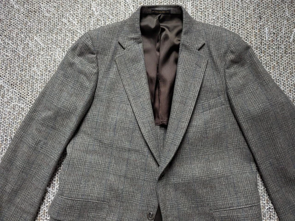 vintage USA made 3PC SUIT wool TWEED wool 42S 36x28 donegal irish PLAID gray - Image 3 of 4