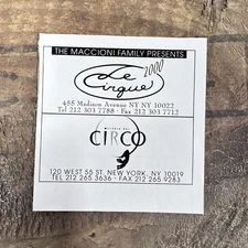 Vtg 90s NYC Restaurant Print Ad Le Cirque Circo Maccioni Fam Vintage Food Advert