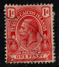 Turks and Caicos 1913 1921 King George V 1d One Penny SG130 Used CTO see note