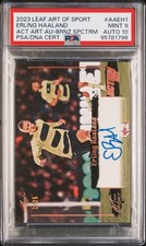 2023 LEAF ART OF SPORT ACTION ART AUTO #AAEH1 ERLING HAALAND 1/25 PSA 9 AUTO 10