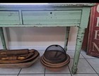 Primitive Farm Table Desk Old  Green Paint  — photo 6