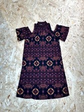 Signature Collection Cold Shoulder Dress Womens Medium Black Purple Boho Smocked