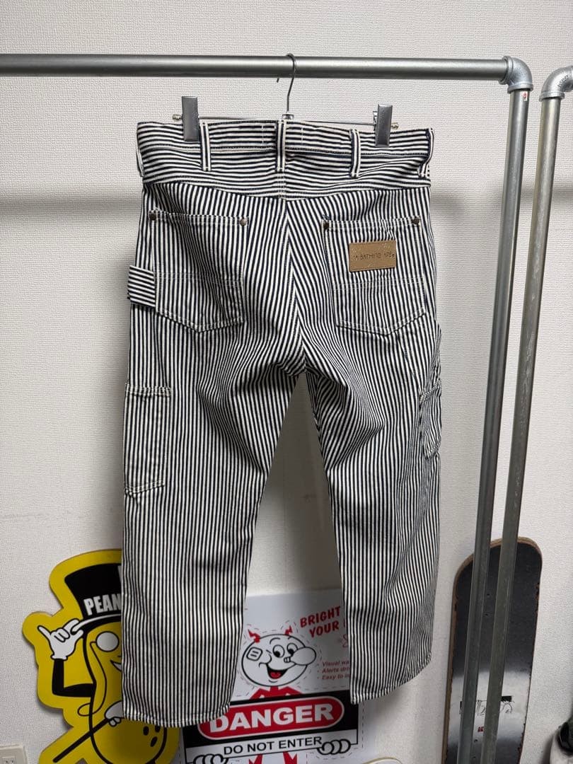 A BATHING APE Cotton Hickory Double Knee Painter Pants Blue S BA0226232 thumbnail 7