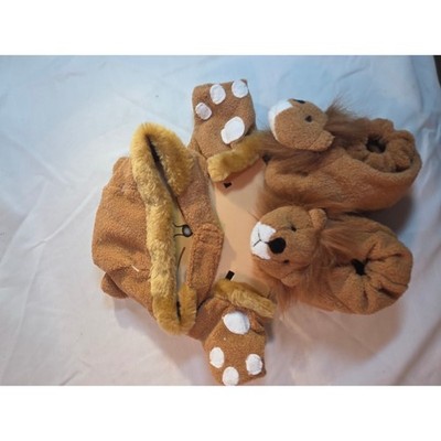 Baby Basic Lion Hat Mittens and Booties Set Brown Fleece Size 1/2 NWT