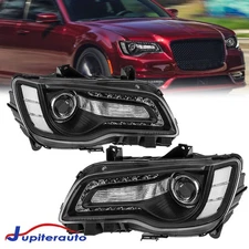 Black Headlights LED DRL Projector Headlamps w/Bulbs For 2011-2023 Chrysler 300