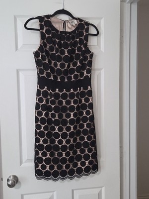 MILLY NY Vintage Eyelit Lacy Formal Party Overlay Midi Dress. Black/cream Satin.