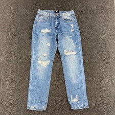 I&M Jeans Womens 3 Blue Ripped Denim Straight Leg Workwear Casual Bottoms Pants