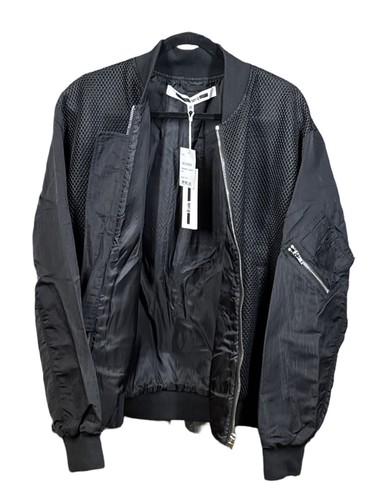 McQ, Vintage McQ Alexander McQueen Black Leather Mesh Bomber Jacket Size 50 - NWT NEW